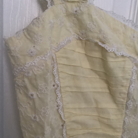 Bebe Yellow/White Eyelet Lace Ruched Corset Top S PRE-OWNED OTHER - Picture 4 of 10